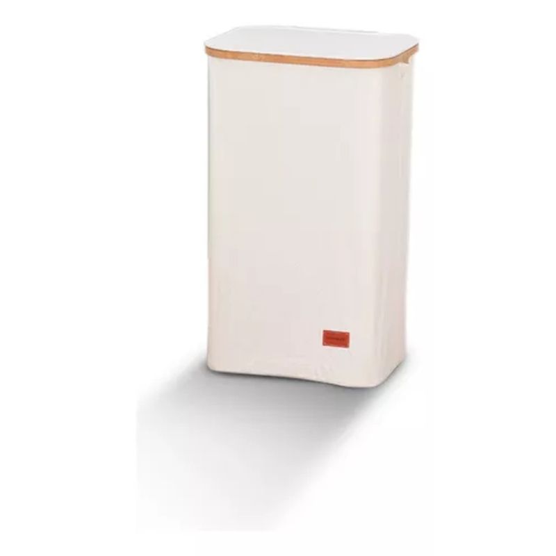 MOBOI - Canasto Cesta Ropa Sucia Plegable Borde Bambú 100l Beige