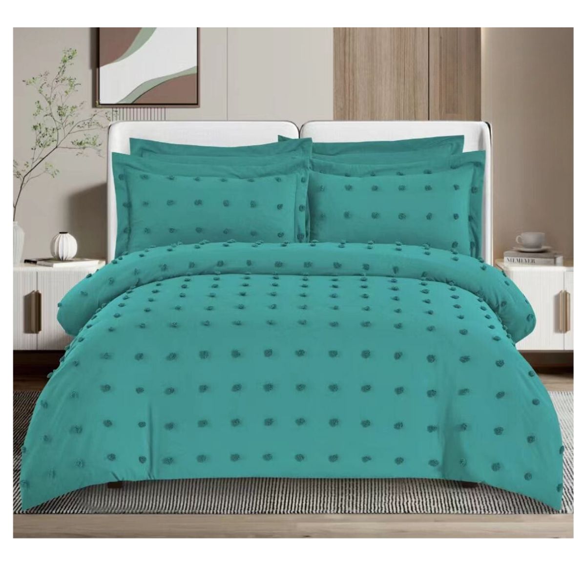 GENERICO - Cubrecama Quilt De Verano King Diseño Mini Pompón