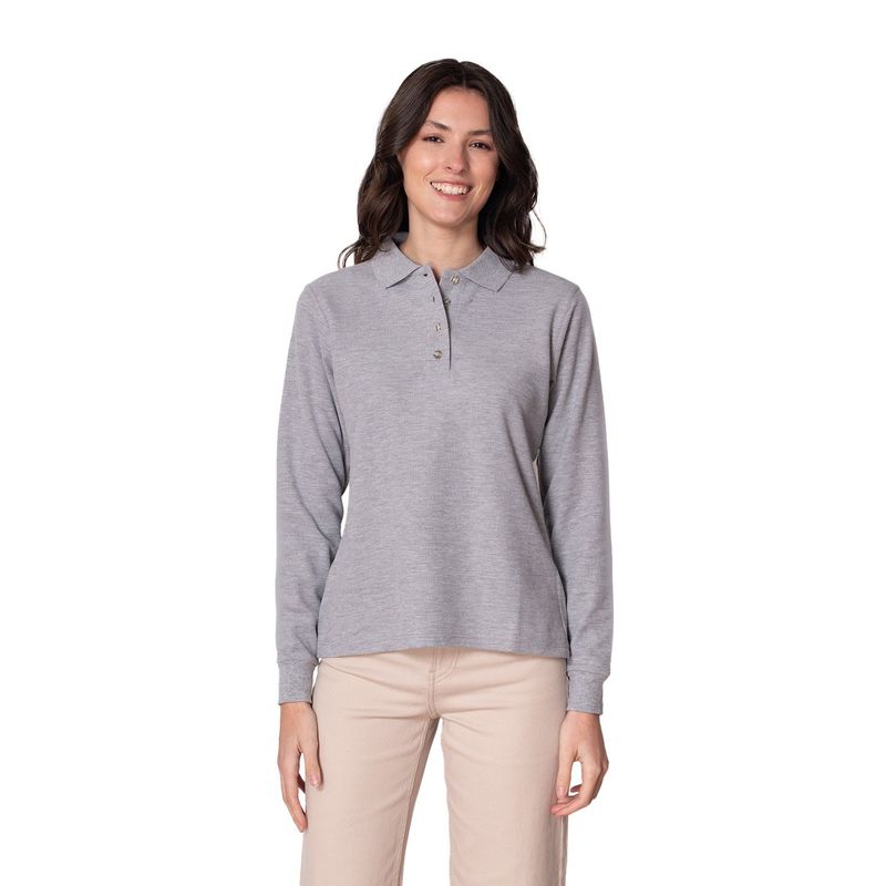 INDUSBORD - Polera Piqué Manga Larga Premium Textura Suave Mujer Uv50 Certificada