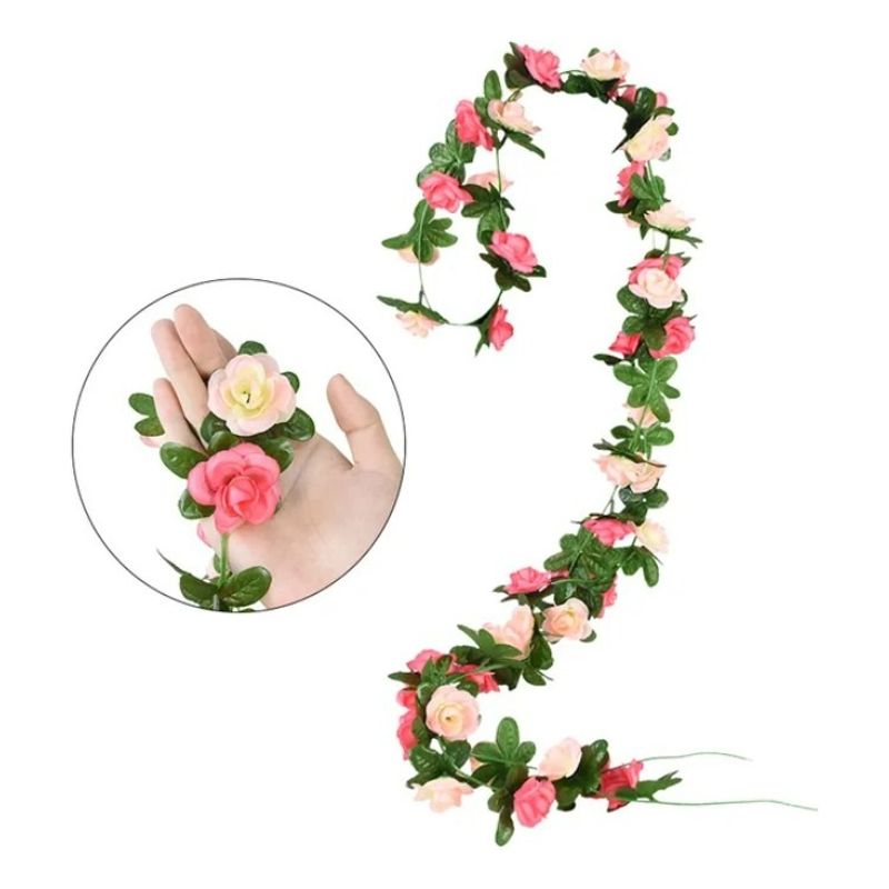 GENERICO - Flores Artificiales 10 Rosas Enredadera 23m Decoracion