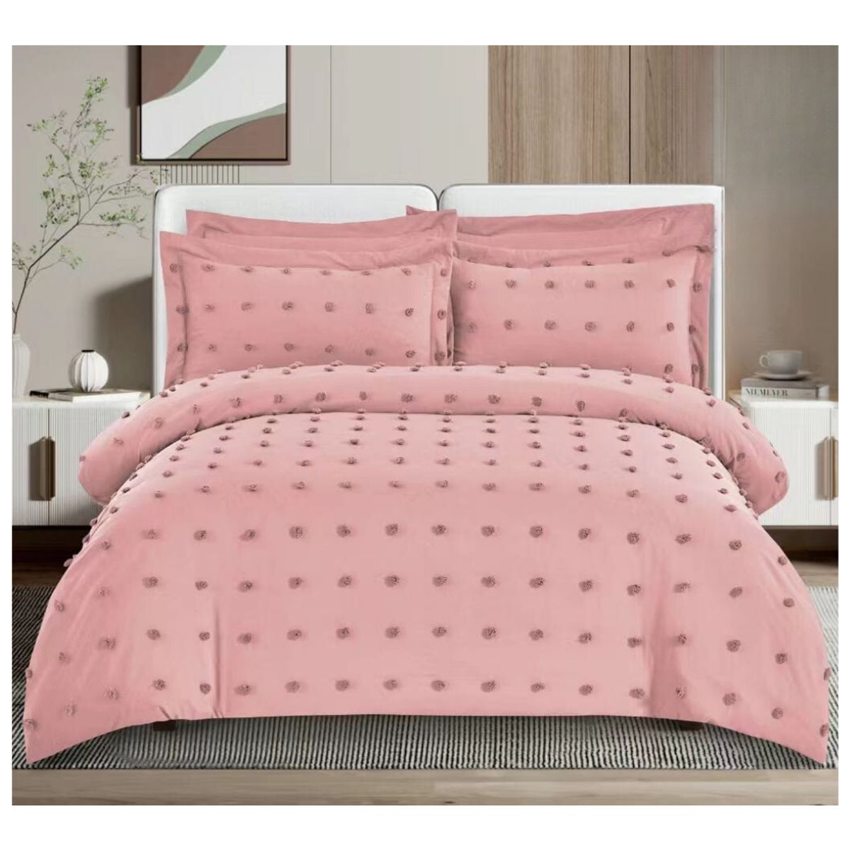 GENERICO - Cubrecama Quilt De Verano King Diseño Mini Pompón