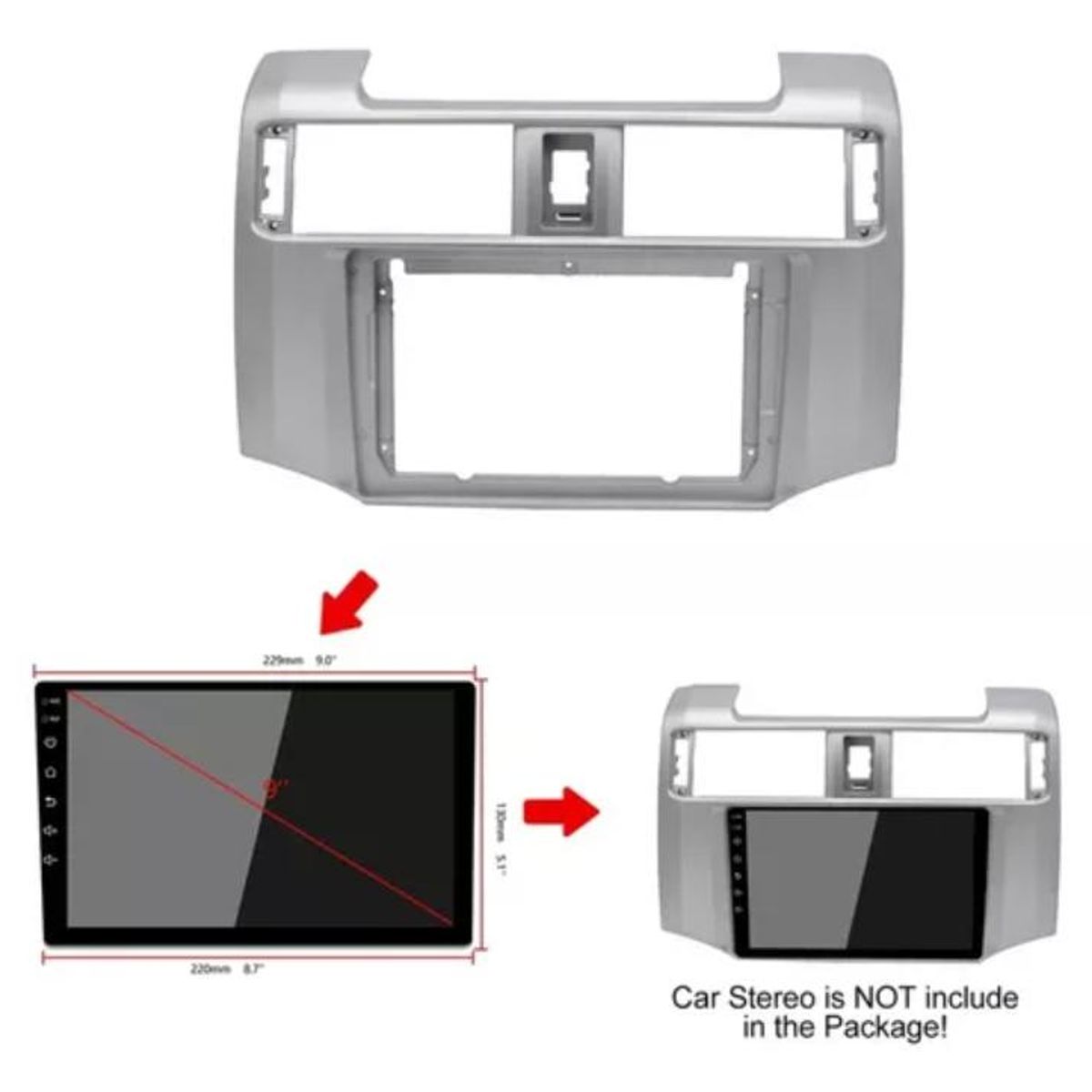 GENERICO - Bisel Adaptador Radio 9 Pulgadas Toyota 4runner 2010-2024