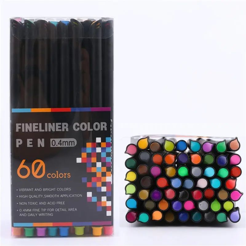 GENERICO - Tiralineas 60 colores Fineliner color 0.4mm