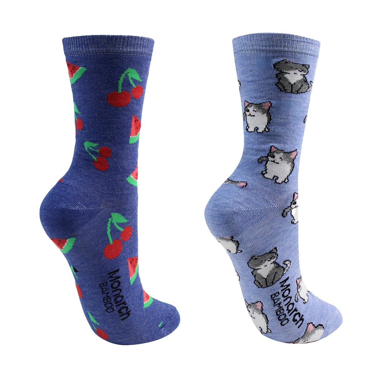 MONARCH - 2 Pares Calcetín Bamboo Iconos Azul Monarch