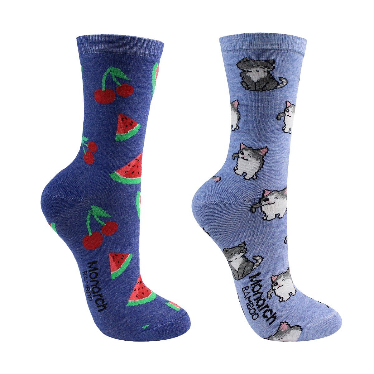 MONARCH - 2 Pares Calcetín Bamboo Iconos Azul Monarch