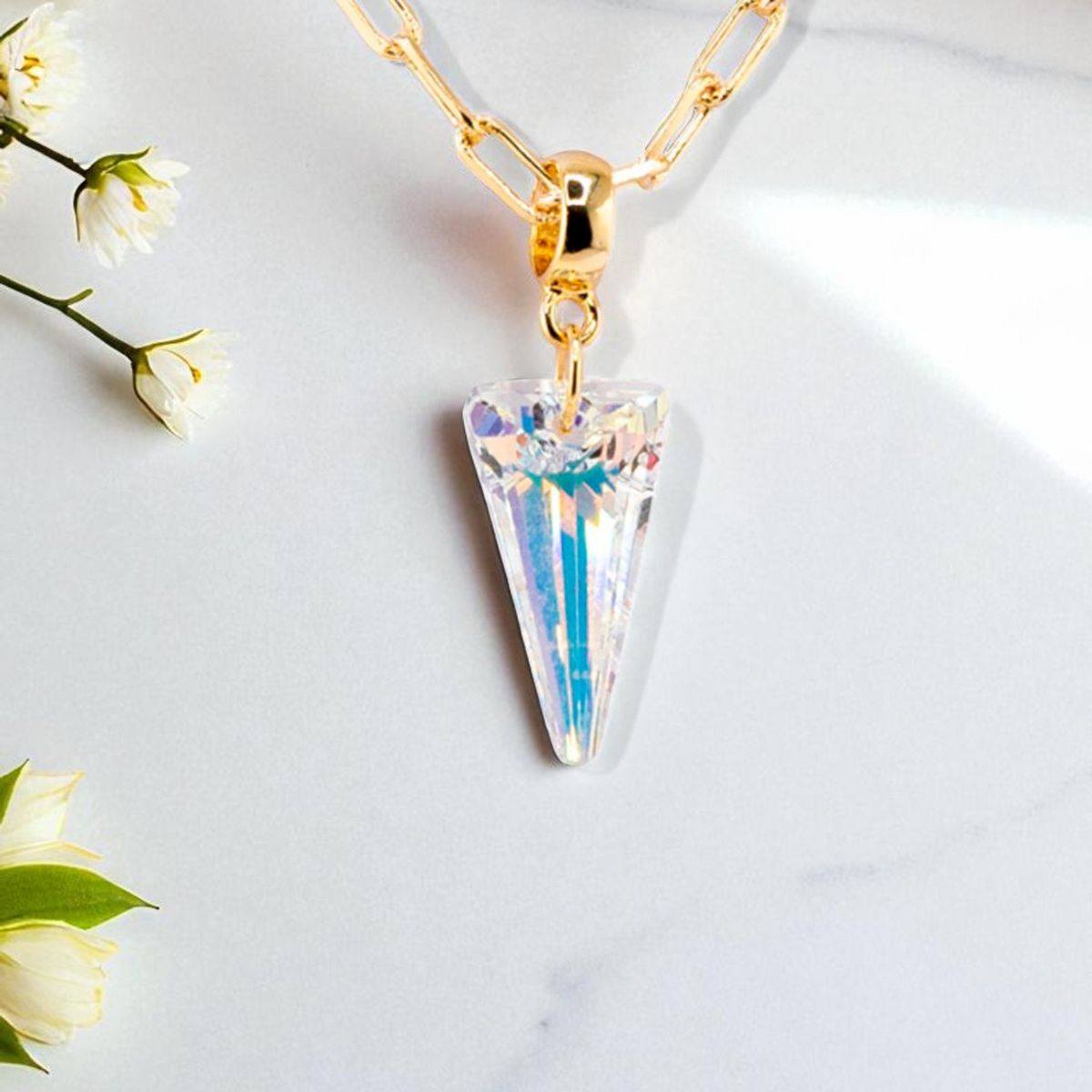 JOYAS MONTERO - Collar Chiara Roma Gold 24K creado cristales de Swarovski® Aurora Boreal