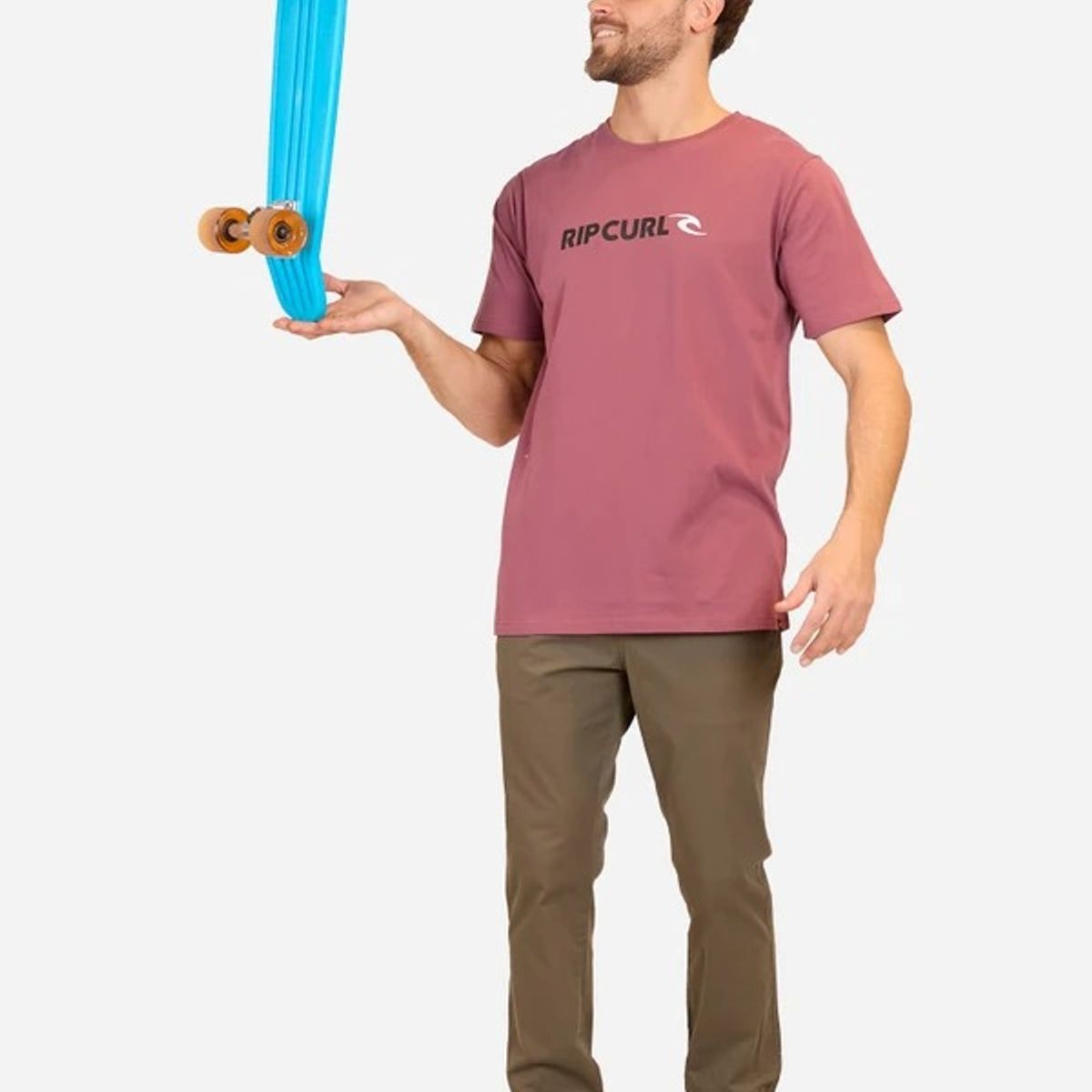 RIP CURL - Polera MC Hana Original Rc Logo Tee Burdeo Hombre Rip Curl