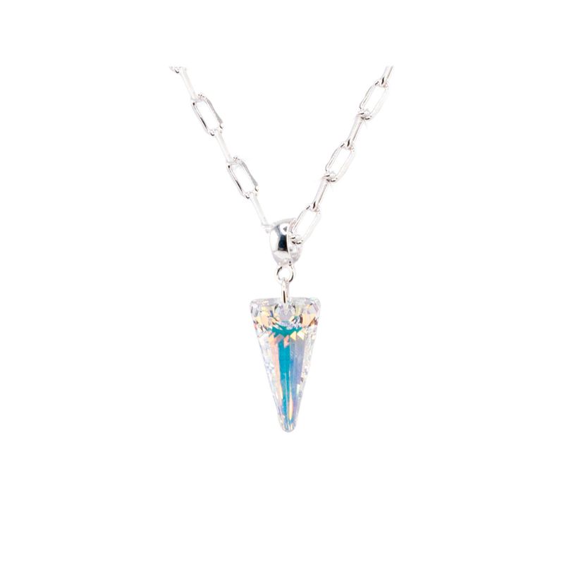 JOYAS MONTERO - Collar Chiara Baño de Oro Blanco y Cristal Genuino Aurora Boreal