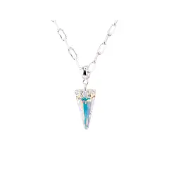JOYAS MONTERO - Collar Chiara Baño de Oro Blanco y Cristal Genuino Aurora Boreal