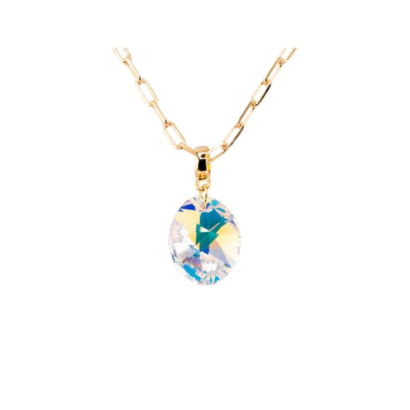 JOYAS MONTERO - Collar Chiara Gold Baño de Oro 24k y Cristales Genuinos Aurora Boreal