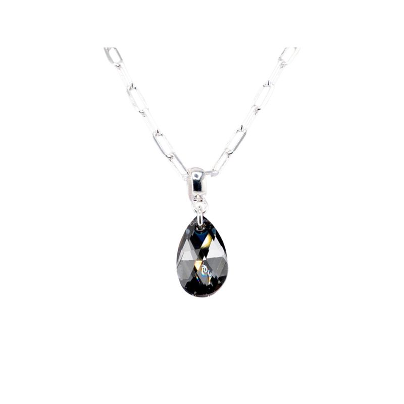 JOYAS MONTERO - Collar Chiara Palermo Baño Oro Blanco Cristal Genuino Silver Night
