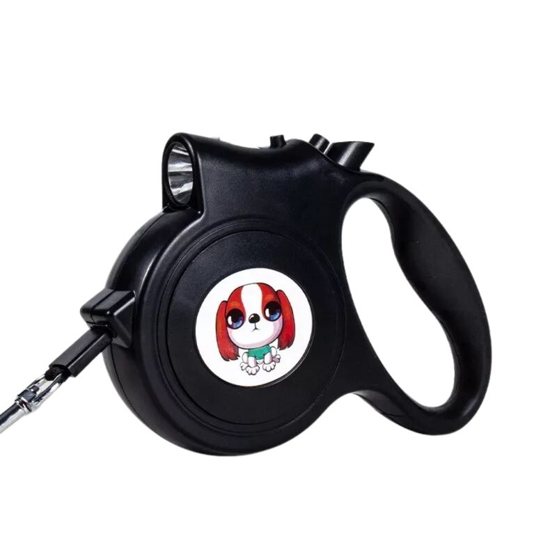 IMPORTCLICK - Correa Mascota Perro Retráctil Automática 5 M Linterna Led Negro IMPORTCLICK