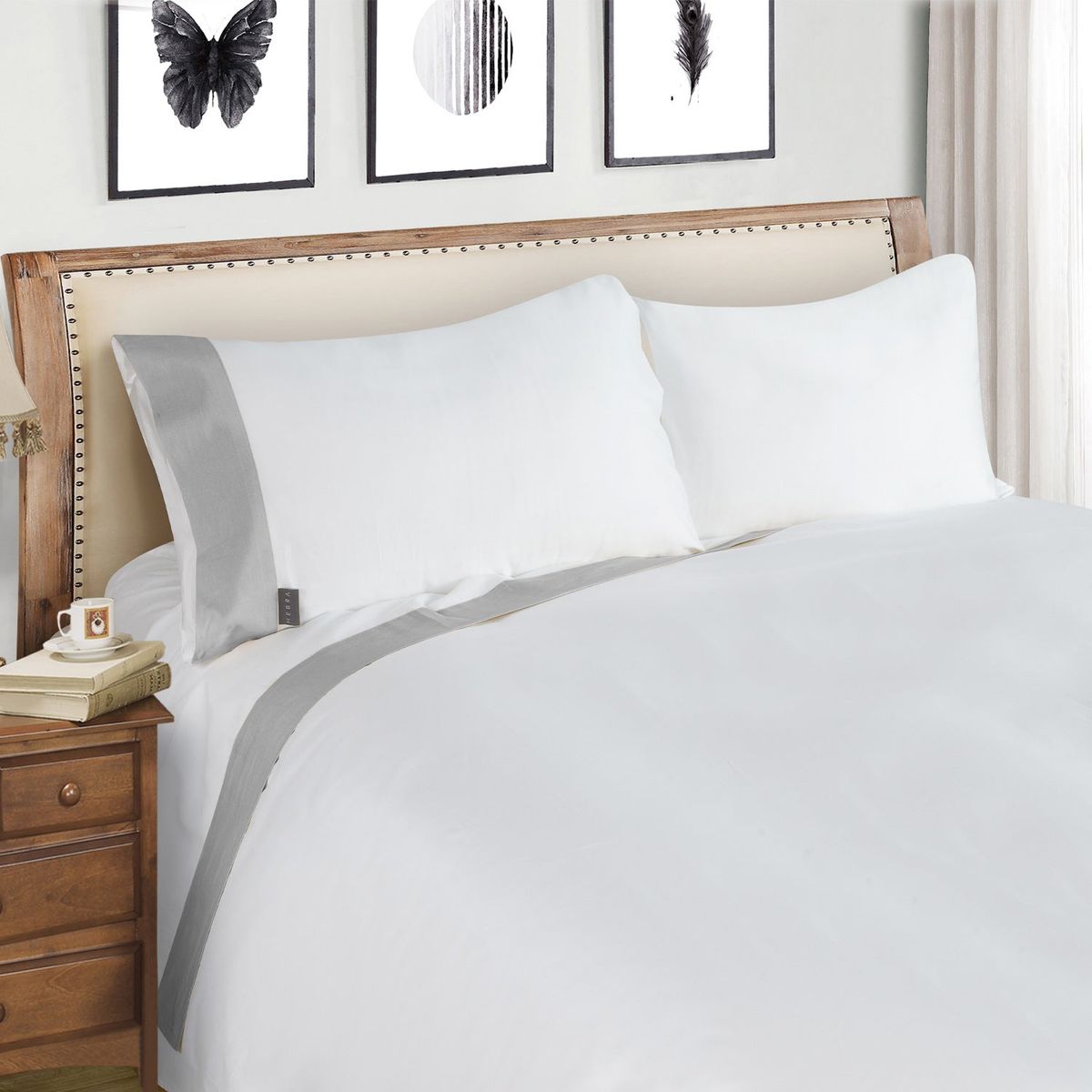 HEBRA - Juego Sabana 300H Guarda Lino Gris King