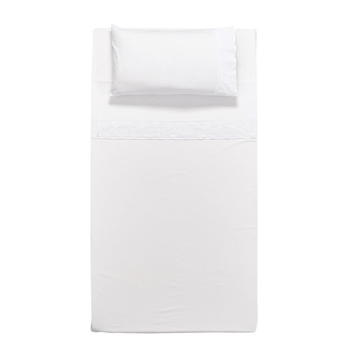 HEBRA - Juego Sabana Broderie Malaga 1.5P Blanco