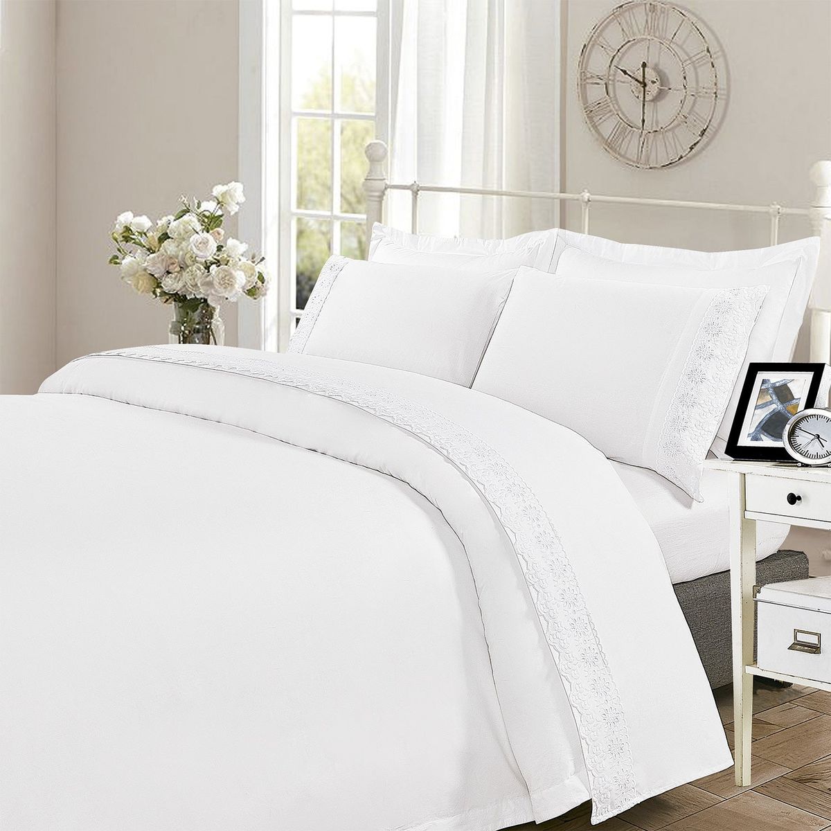 HEBRA - Juego Sabana Broderie Alicante Super King Blanco