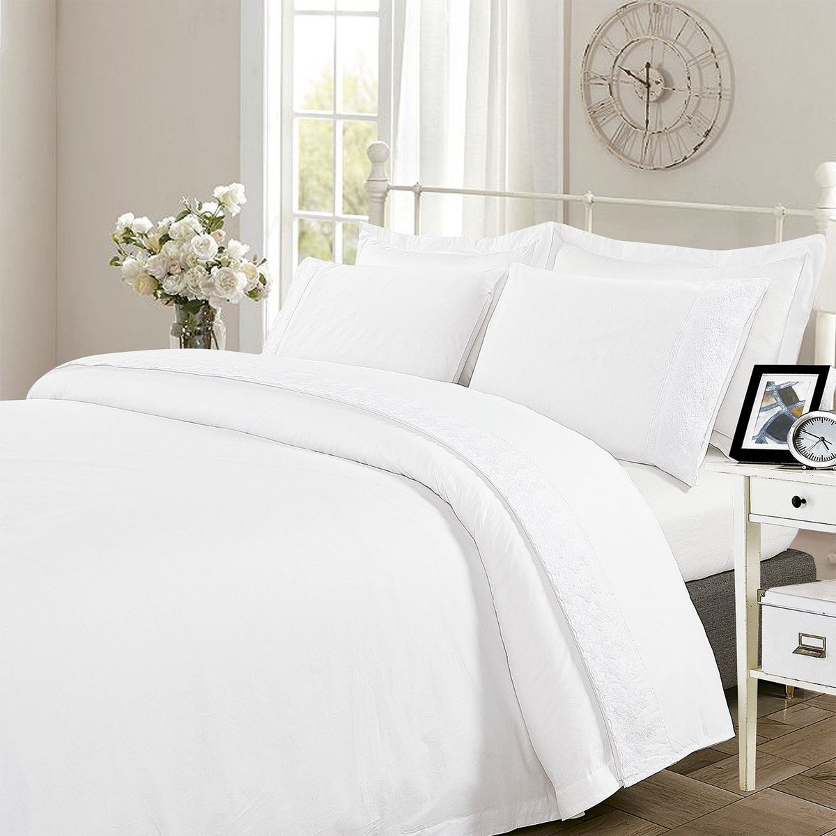 HEBRA - Juego Sabana Broderie Pamplona Super King Blanco