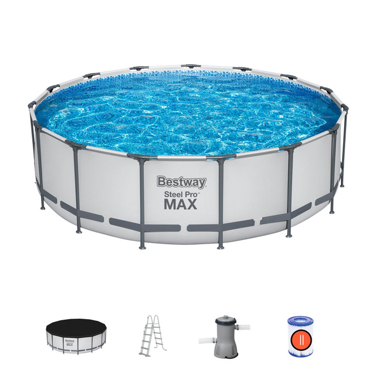 BESTWAY - Piscina estructural redonda +Bomba+Cobertor+Escalera Bestway