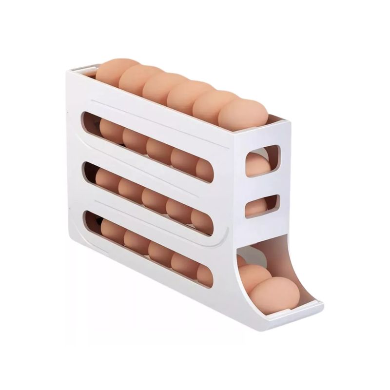 IMPORTCLICK - Organizador Portahuevos 4 Niveles 30 Huevos 35,9x7 CM Blanco