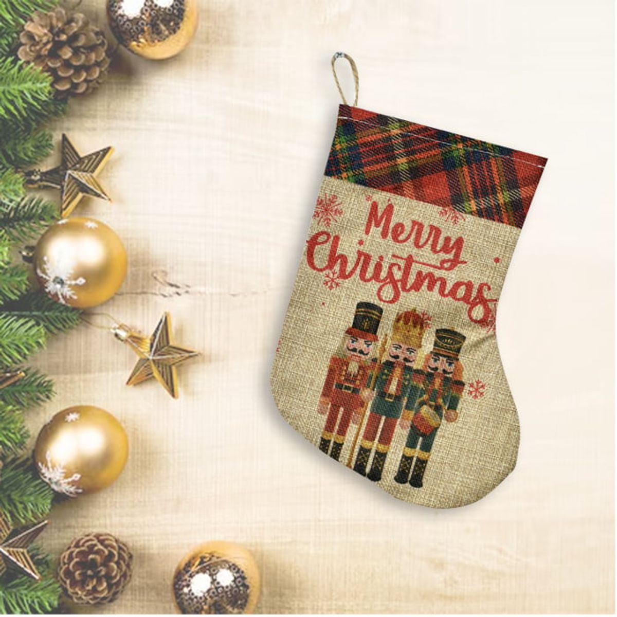 MSA MUEBLES SANTA ANA - 4 Botas Navidad Arpillera 25 Cm Variedades (4 unidades)