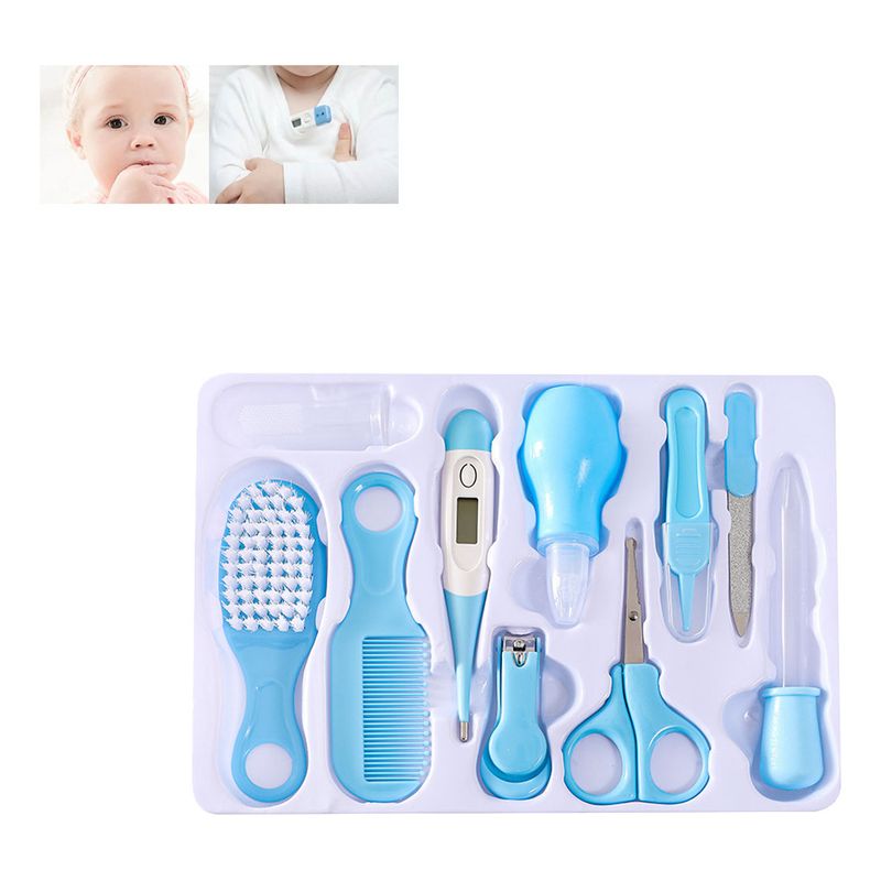 GENERICO - Set Aseo Para Bebes 10 Piezas Higiene Cuidado Bebe Celeste
