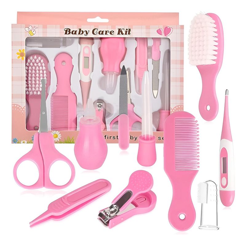 GENERICO - Set Aseo Para Bebes 10 Piezas Higiene Cuidado Bebe Rosado
