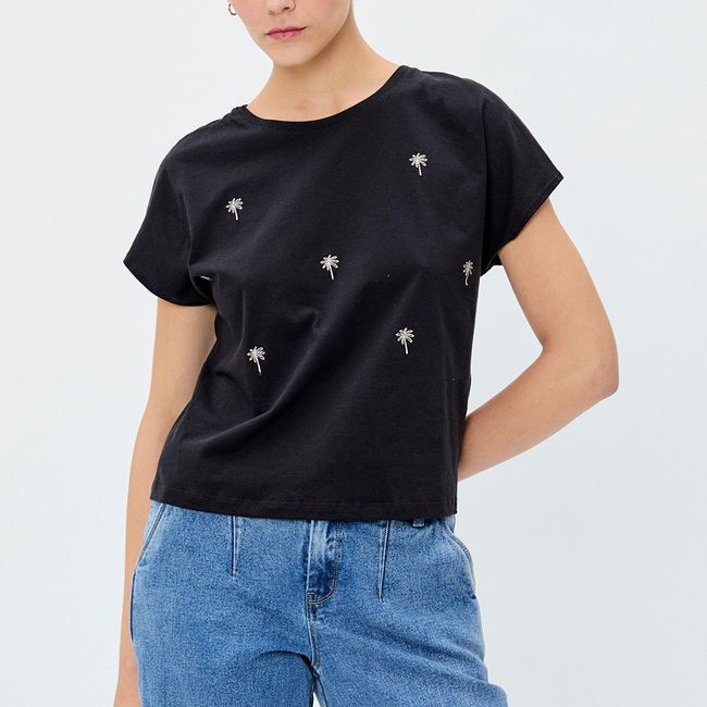 IO - Polera Manga Corta Negro Mujer Io