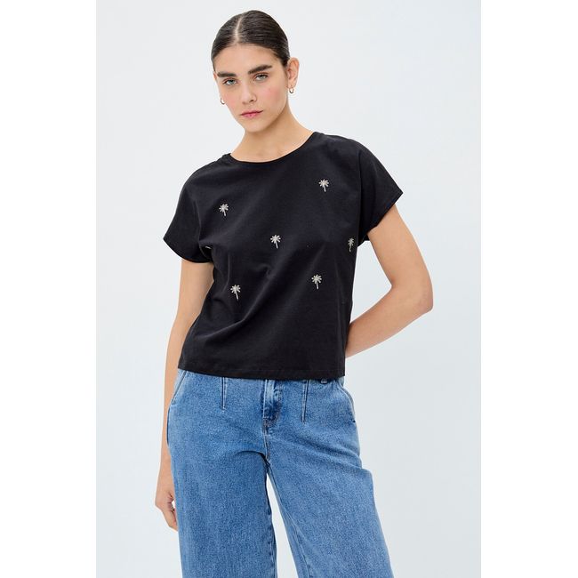 IO - Polera Manga Corta Negro Mujer Io