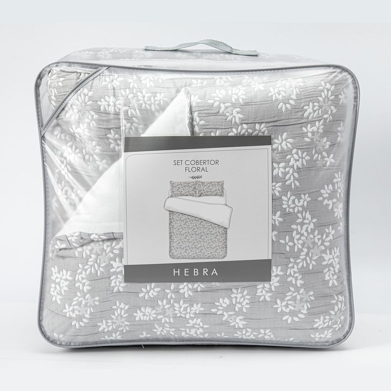HEBRA - Cobertor Floral 2P Flores Gris