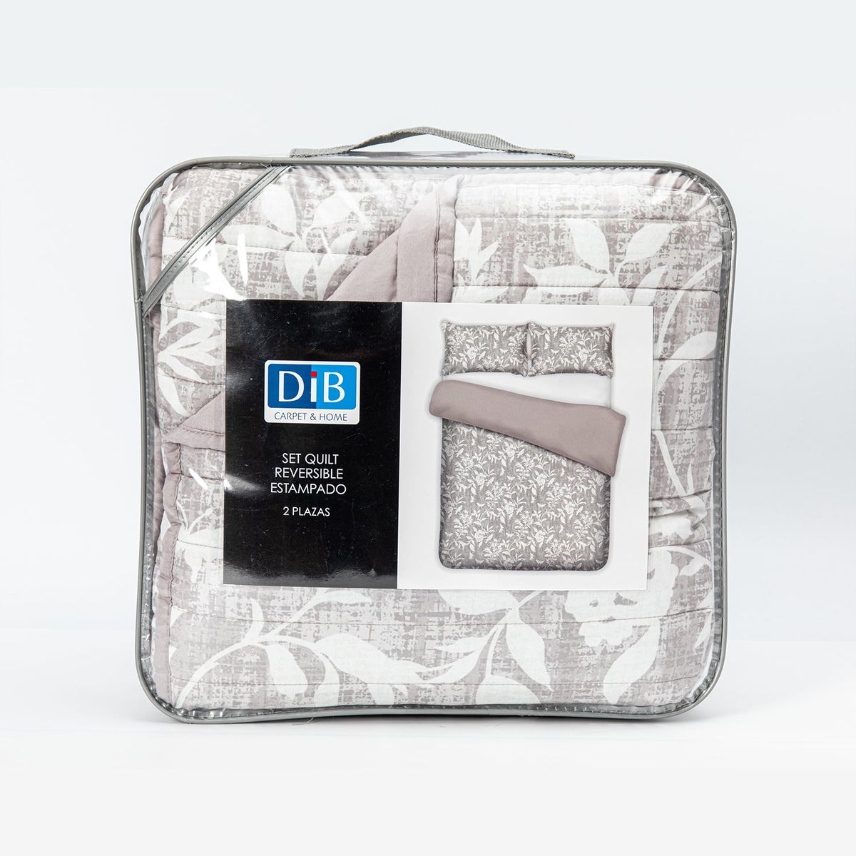 DIB - Quilt Reversible Estam 2P Flores Gris