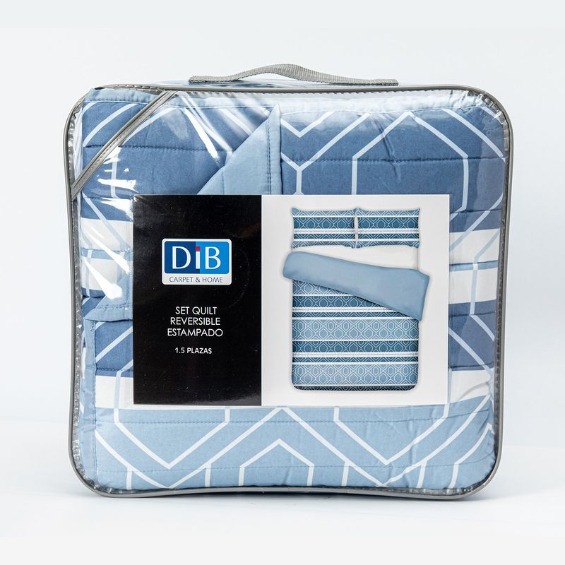 DIB - Quilt Reversible Estam 15P Rayas Azul