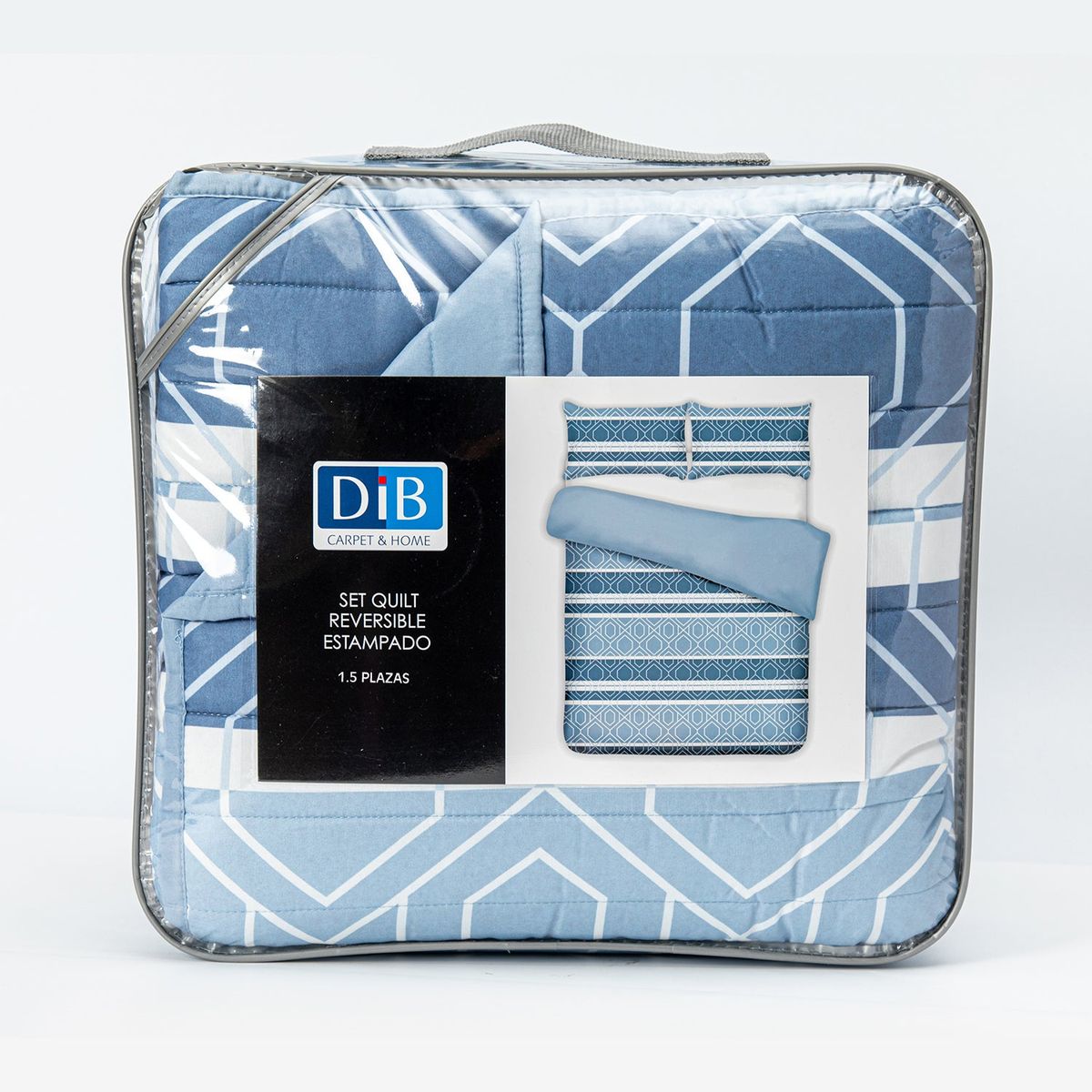 DIB - Quilt Reversible Estam 1.5P Rayas Azul