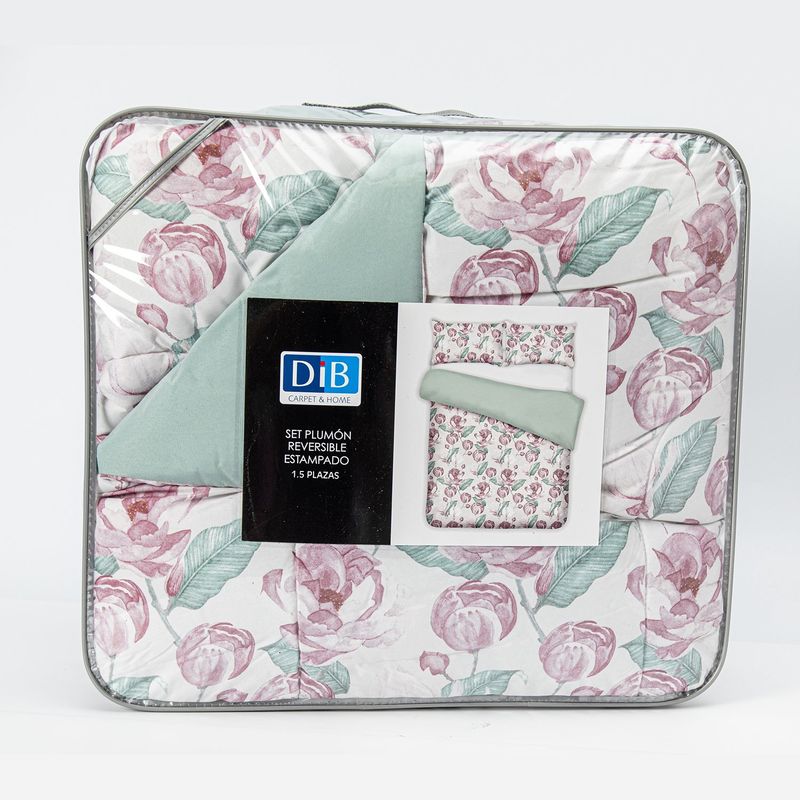 DIB - Plumón Rev Estam 2P Flores Rosa-Beige