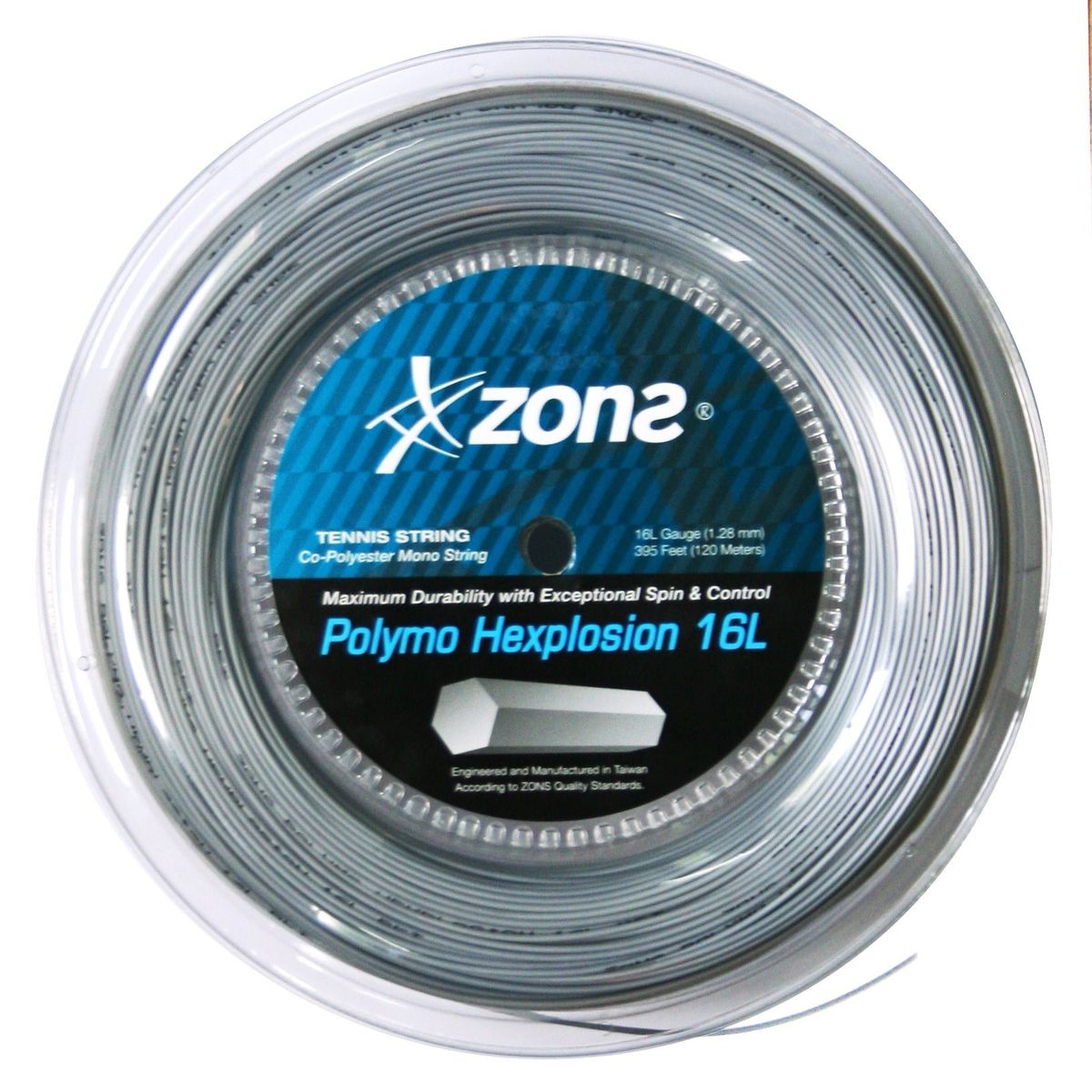 ZONS - Rollo Cuerda Tenis Zons Polymo Hexplosion 1.28 120M Plata
