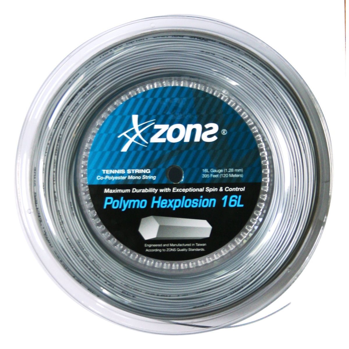 ZONS - Rollo Cuerda Tenis Zons Polymo Hexplosion 1.28 120M Plata