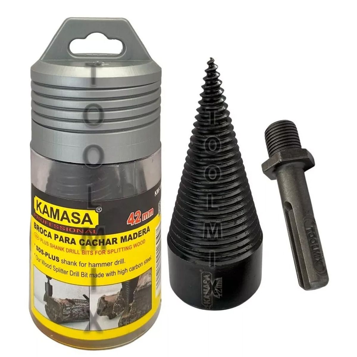 KAMASA - Broca Cónica Para Astillar O Partir Madera Y Leña 42mm