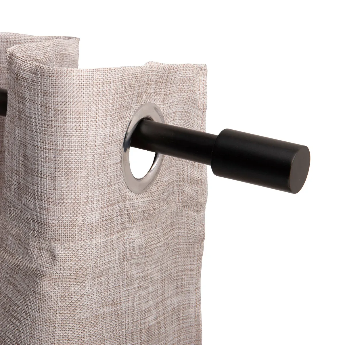 DIB - Set de Barra Cortina 120 a 210 cm extensible Negro Cilindro