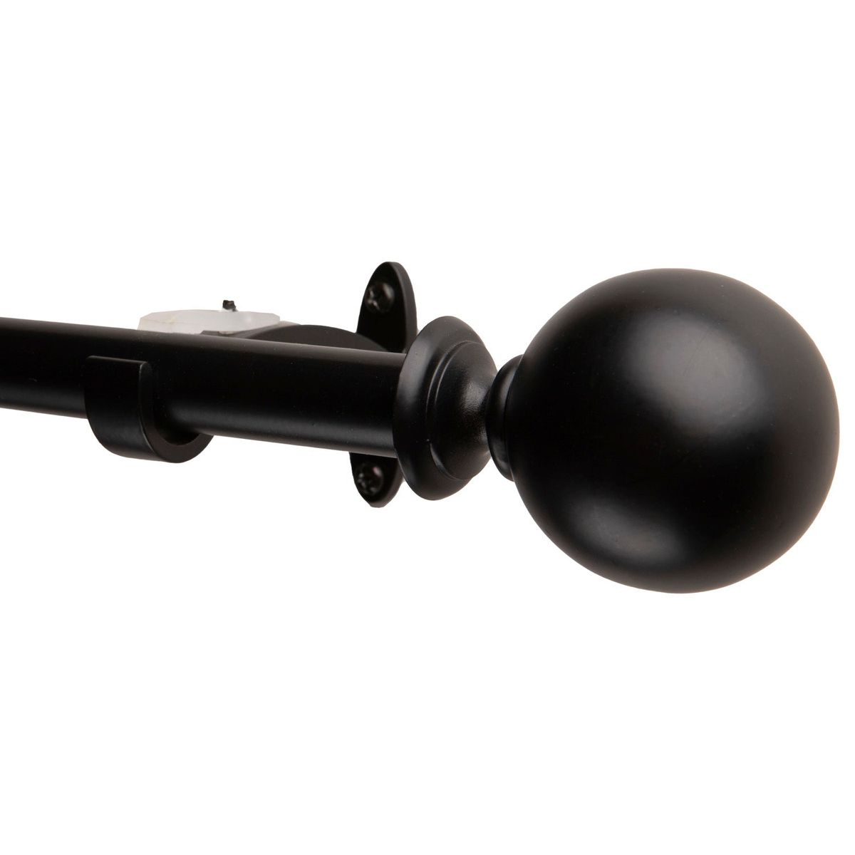 DIB - Set de Barra Cortina 120 a 210 cm extensible Negro Bola