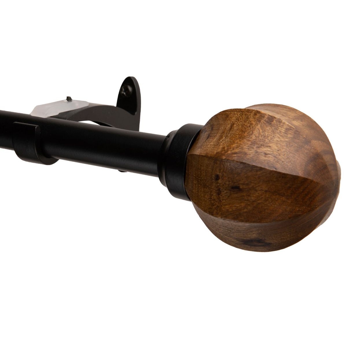 DIB - Set de Barra Cortina 120 a 210 cm extensible Esfera madera