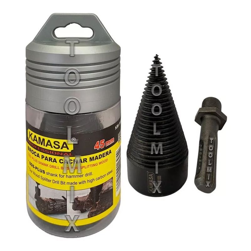 KAMASA - Broca Cónica Para Astillar O Partir Madera Y Leña 45mm
