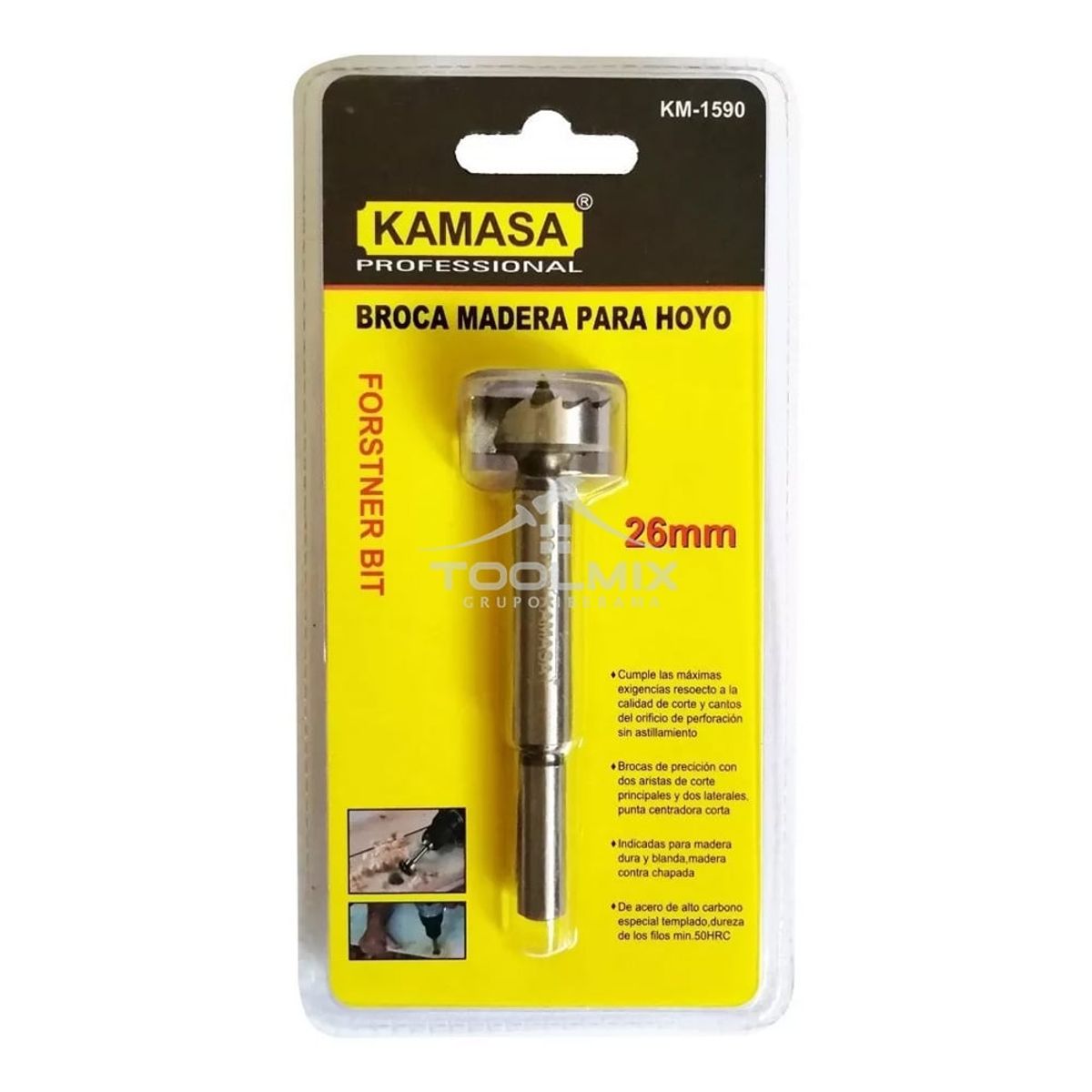 KAMASA - Broca Tipo Forstner 26mm Para Bisagras Muebles De Cocina Y Puerta