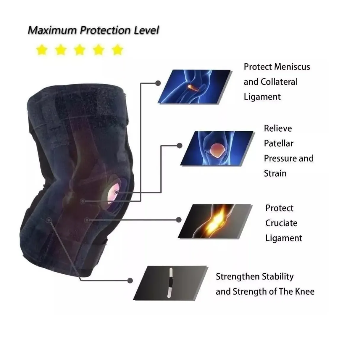 GENERICO - Rodillera Estabilizadora Ajustable Deportiva Soporte Lateral