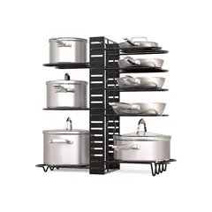 IMPORTCLICK - Estante Organizador 8 Ollas Sartenes Platos Cocina Ajustable Negro