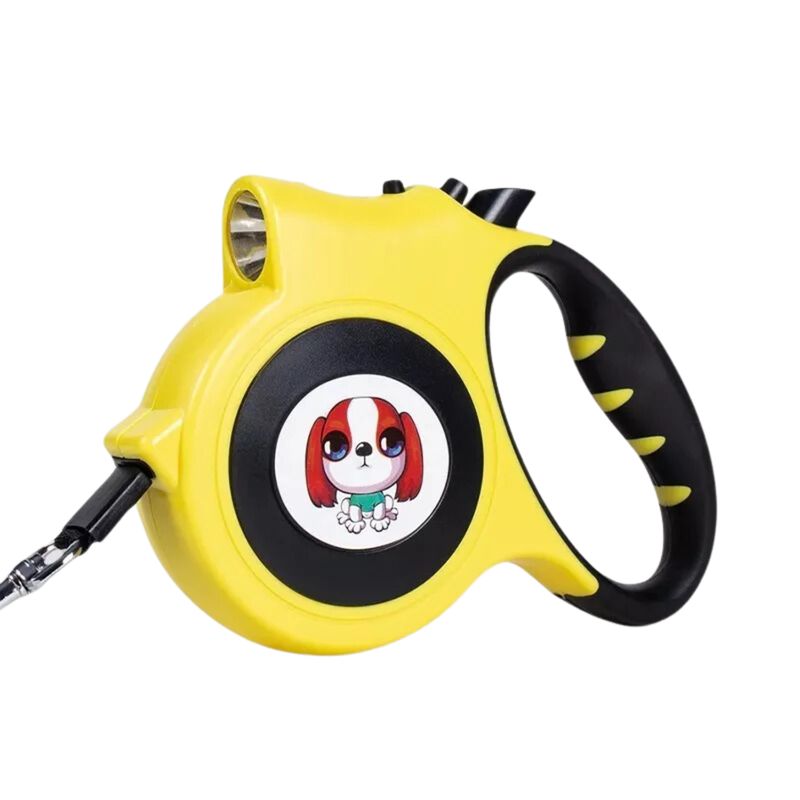 IMPORTCLICK - Correa Mascota Perro Retráctil Automática 5 M Linterna Led Amarillo IMPORTCLICK