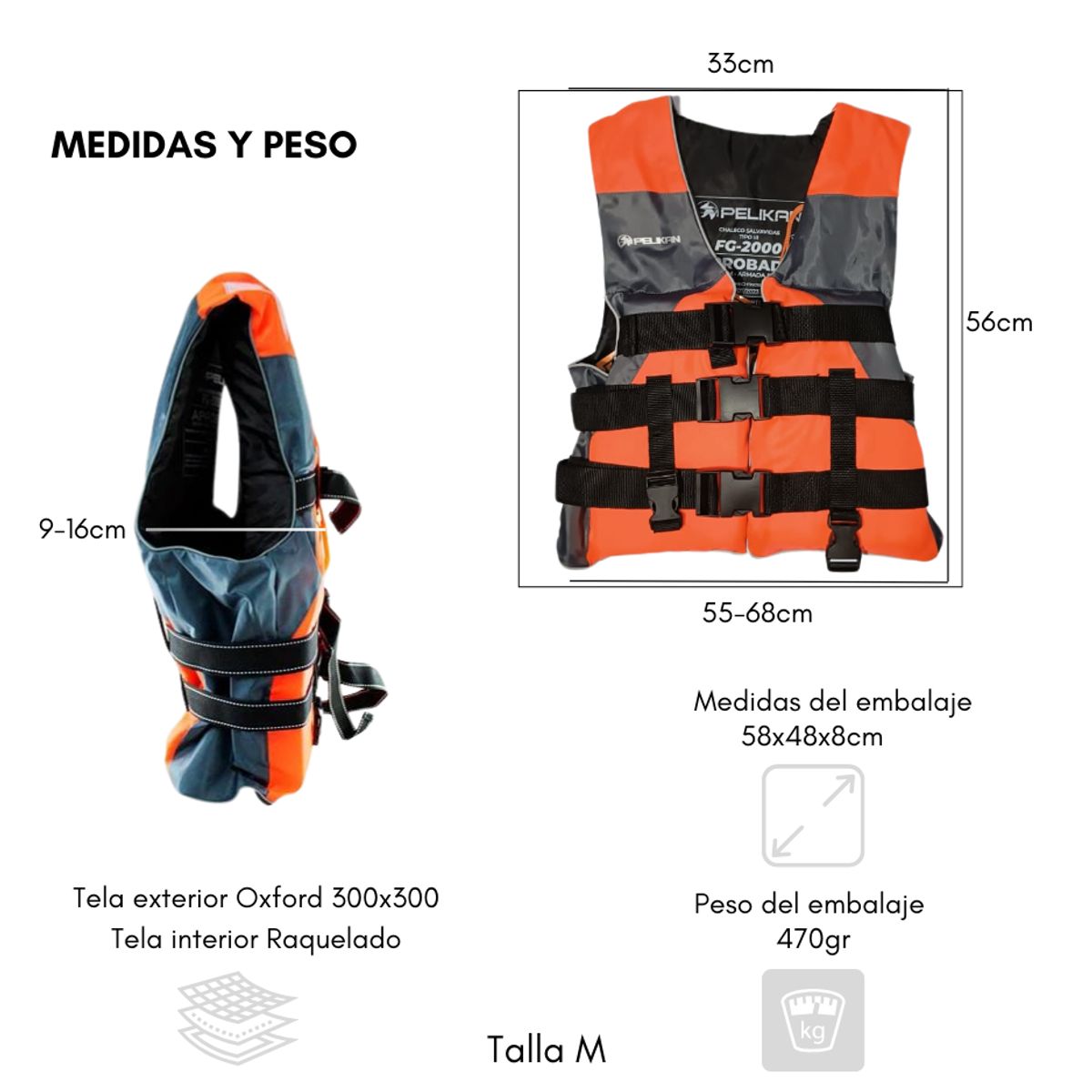 GENERICO - Chaleco Salvavidas Pelikan Certificado Talla M