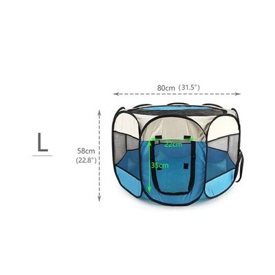Imagen 2 del producto Corral Mascotas Portátil Multifuncional Perros Gatos Talla L Azul