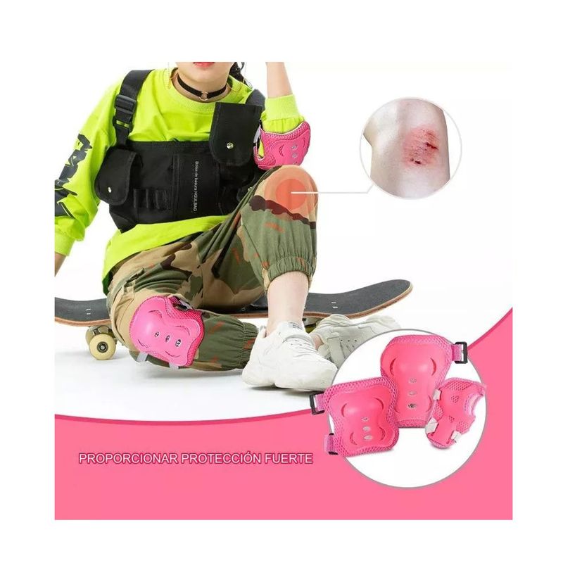 GENERICO - Set Protecciones Niños Rodillera Codera Muñequera Color Rosa
