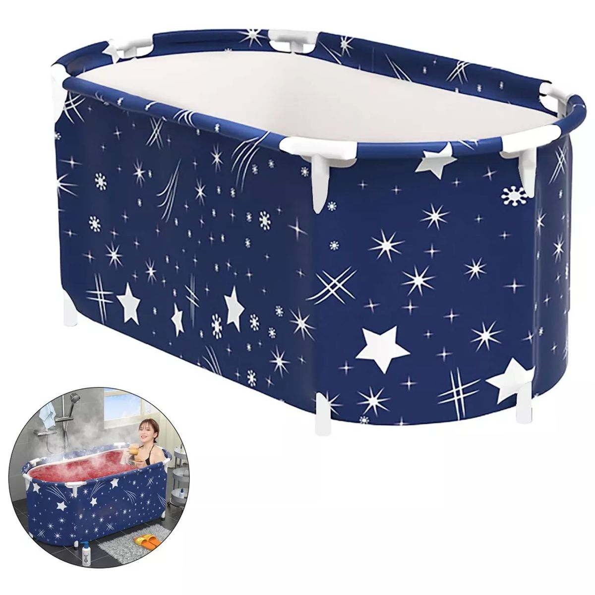 ATURE - Bañera Plegable Portátil Adultos Y Niños Balde Spa 120×60cm