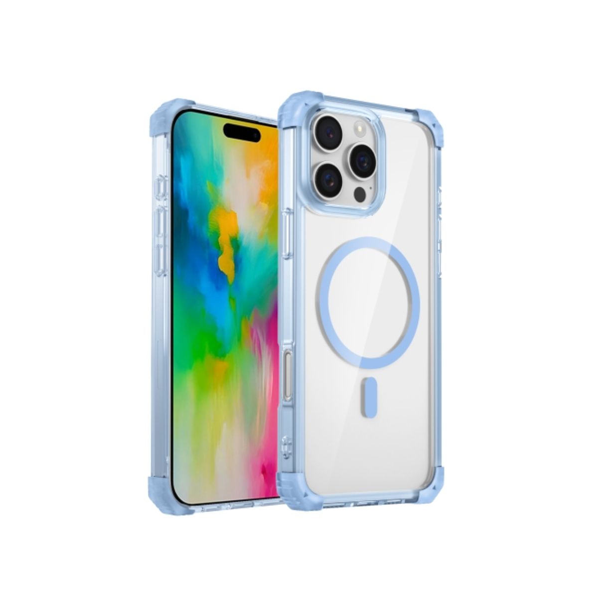 JOIGO - Carcasa Clear Para iPhone 16 Pro Max Magsafe Celeste.