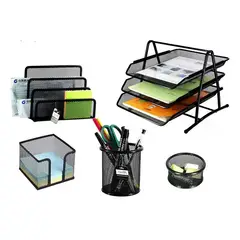 EVERSO - Set 5 Organizador De Escritorio Metal Bandeja Documentos