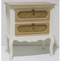 SORENTO - Velador Madera Blanco Con Junco